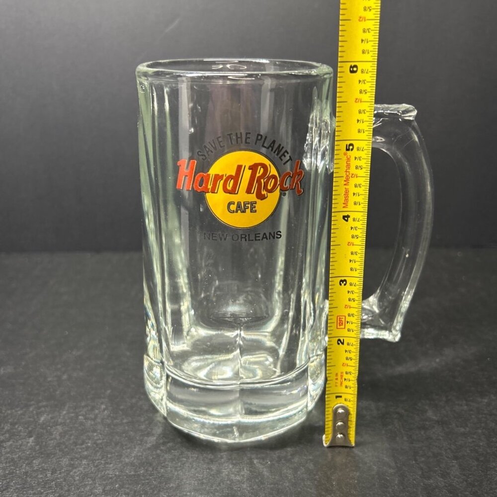 Hard Rock Cafe New Orleans Beer Stein Glass  ' Save The Planet ' Heavy Mug - Picture 4 of 5